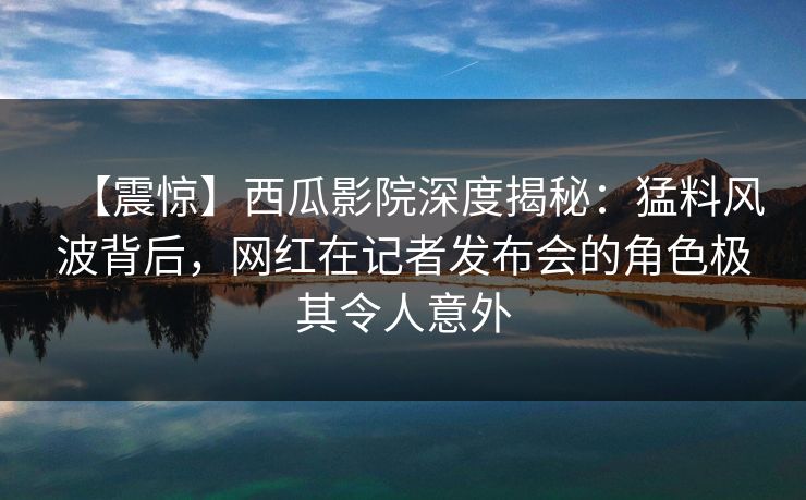 【震惊】西瓜影院深度揭秘：猛料风波背后，网红在记者发布会的角色极其令人意外