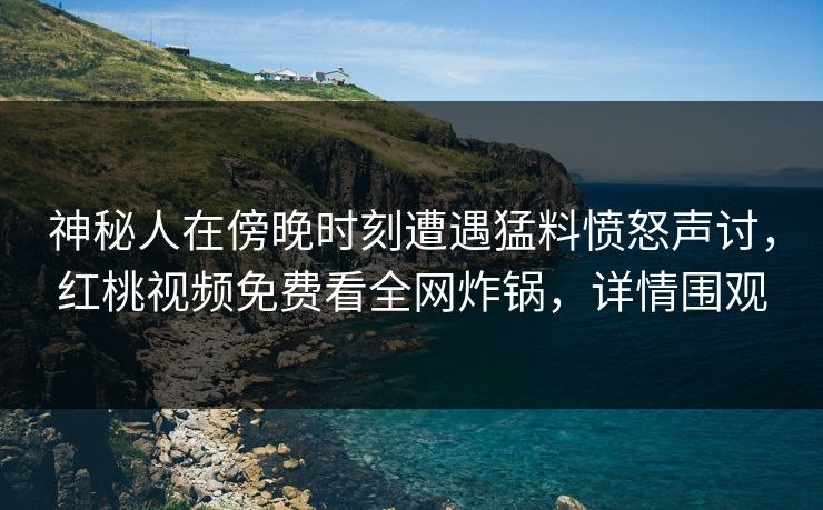 神秘人在傍晚时刻遭遇猛料愤怒声讨，红桃视频免费看全网炸锅，详情围观