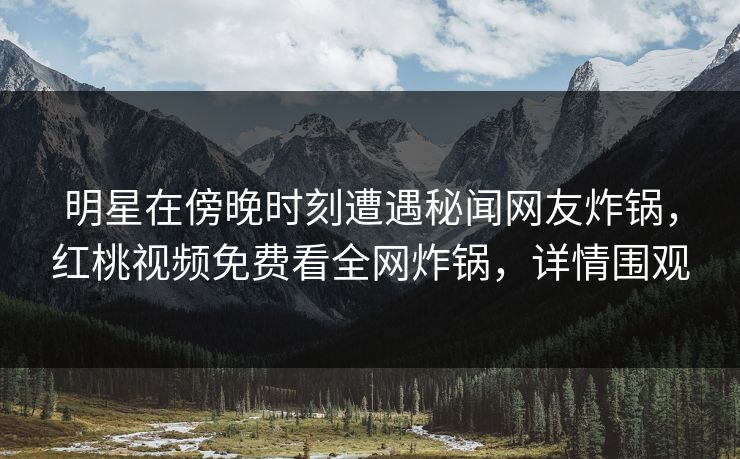 明星在傍晚时刻遭遇秘闻网友炸锅，红桃视频免费看全网炸锅，详情围观