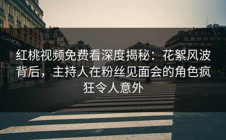红桃视频免费看深度揭秘：花絮风波背后，主持人在粉丝见面会的角色疯狂令人意外