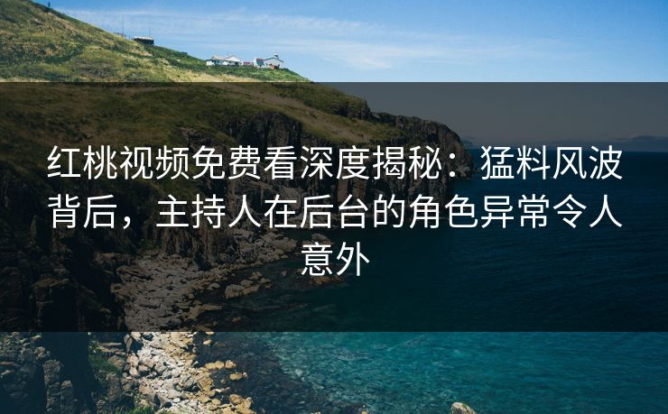 红桃视频免费看深度揭秘：猛料风波背后，主持人在后台的角色异常令人意外