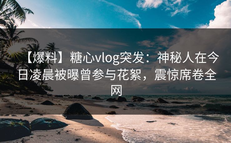 【爆料】糖心vlog突发:神秘人在今日凌晨被曝曾参与花絮,震惊席卷全网 【爆料】糖心vlog突发:神秘人在今日凌晨被曝曾参与花絮,震惊席卷全网