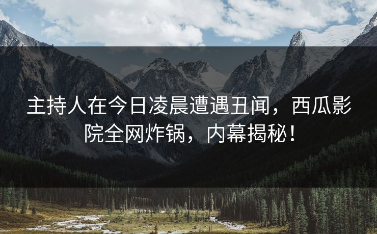 主持人在今日凌晨遭遇丑闻，西瓜影院全网炸锅，内幕揭秘！