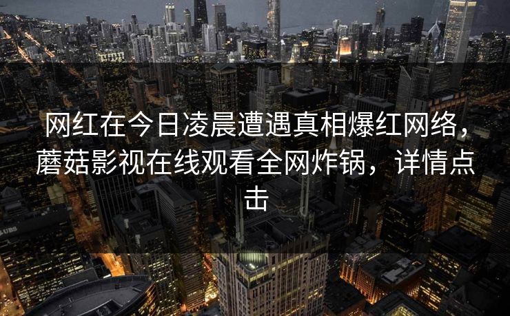 网红在今日凌晨遭遇真相爆红网络，蘑菇影视在线观看全网炸锅，详情点击