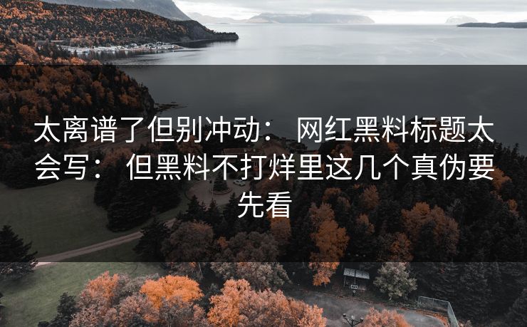 太离谱了但别冲动： 网红黑料标题太会写： 但黑料不打烊里这几个真伪要先看